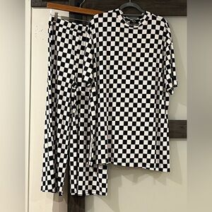 Dressed in LaLa ~ Lex Ribbed Playsuit in Black + White Checkerboard